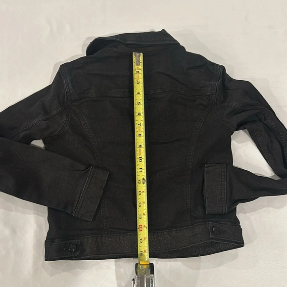 William Rast‎ Medium Metallic Black shimmer Jean Denim Jacket EUC - Picture 5 of 5